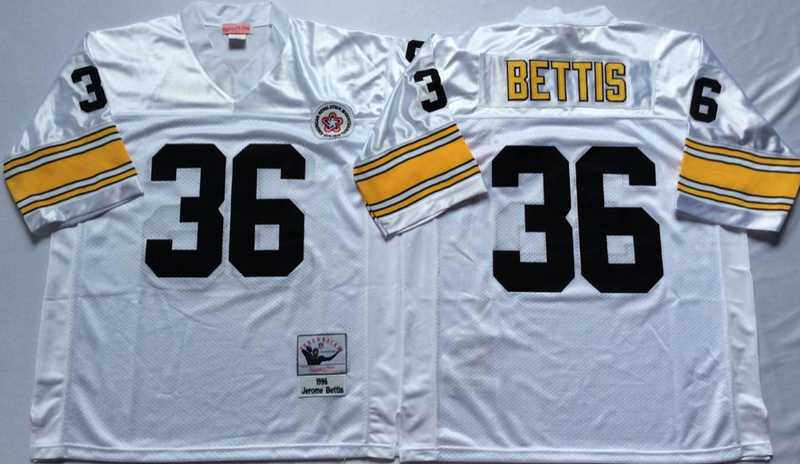 Steelers 36 Jerome Bettis White M&N Throwback Jersey